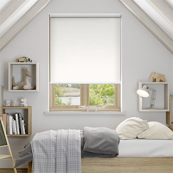 Electric Eclipse White Roller Blind
