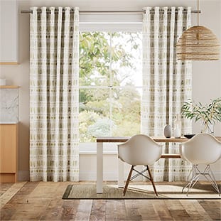 Leaf Stripe Natural And Grey Curtains thumbnail image