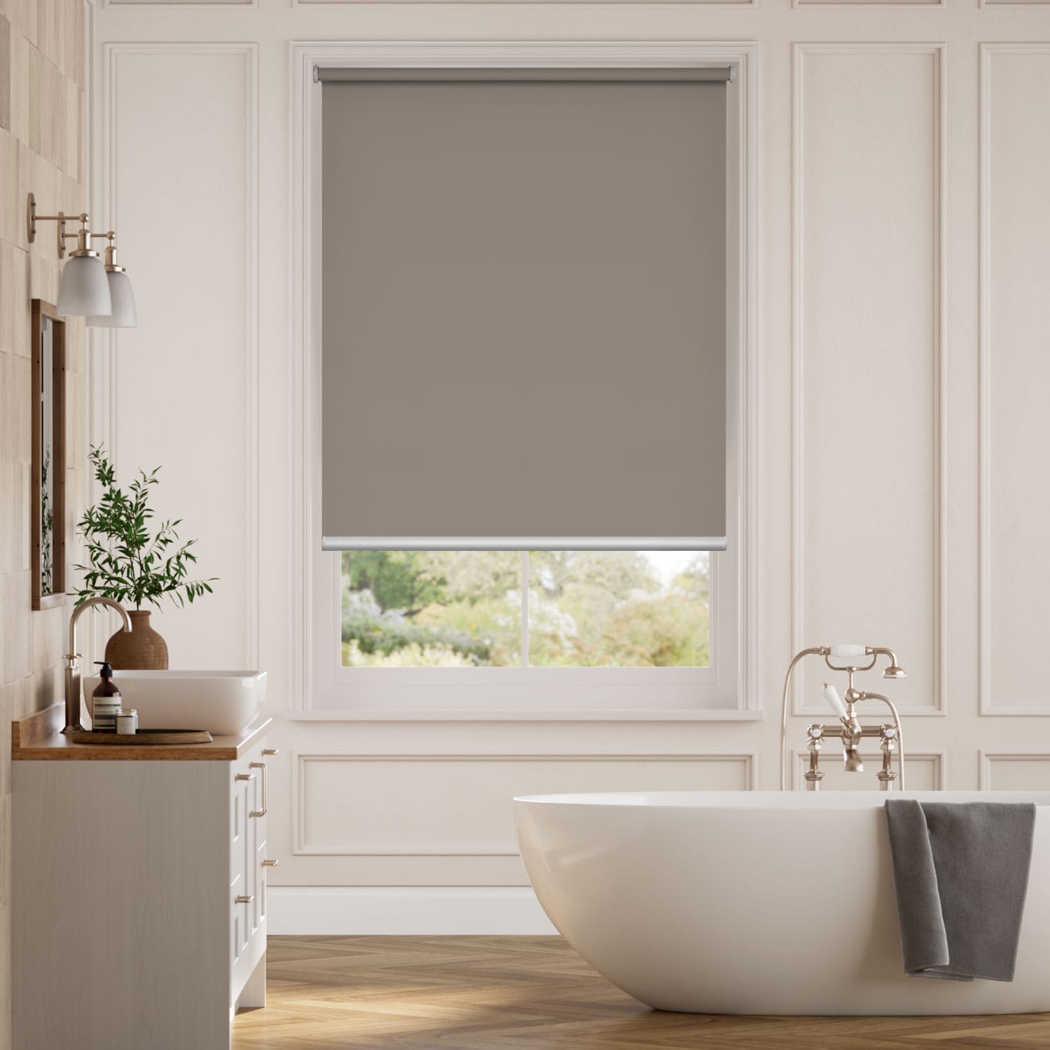 Electric Titan Fairview Taupe Roller Blind