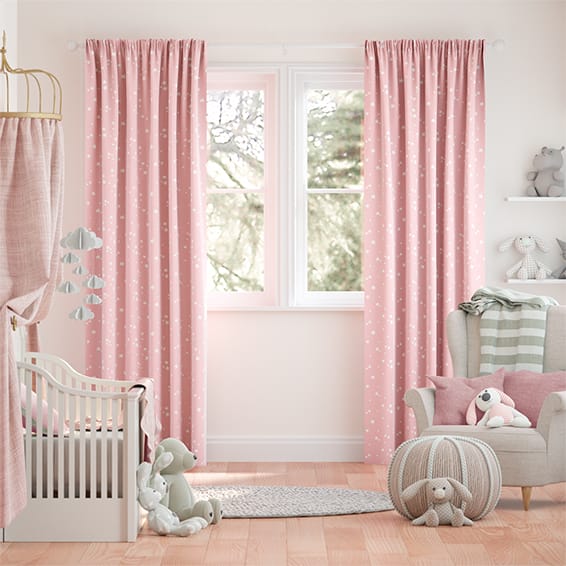 Twinkling Stars Candyfloss Pink Curtains