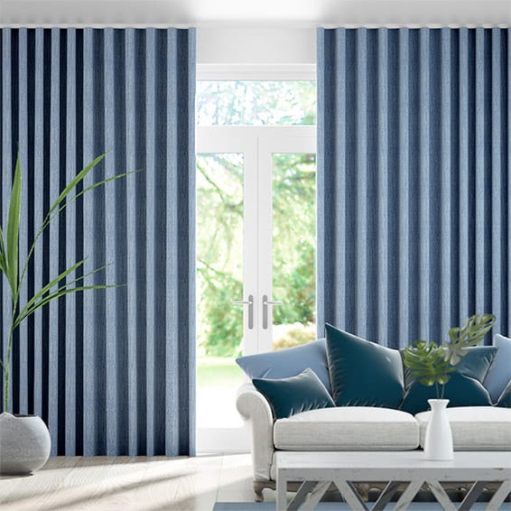 S-Fold Paleo Linen Persian Blue  Curtains